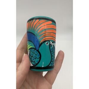 Talavera Hand Painted Mexican Pottery Tequila Shot Glass 3” Beautiful Sparkle